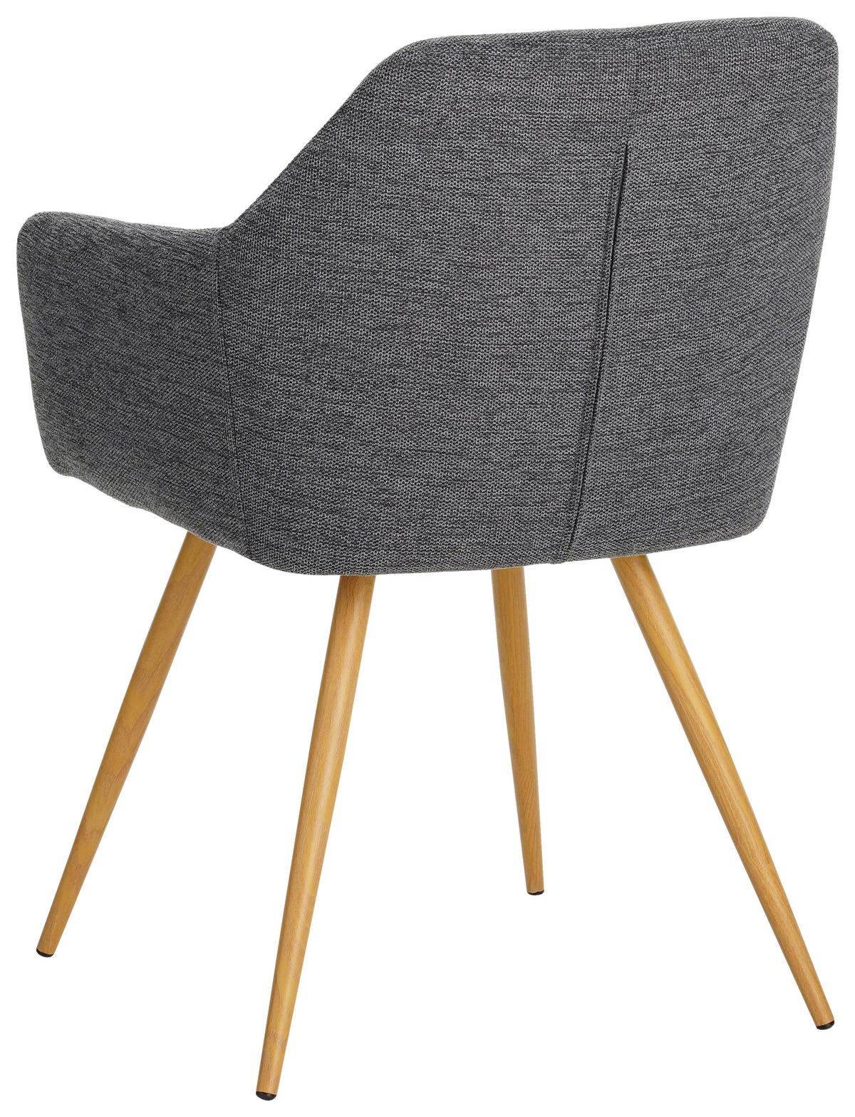 Armlehnstuhl Melinda Anthrazit - Anthrazit/Naturfarben, MODERN, Textil/Metall (56/81,5/63cm) - MID.YOU