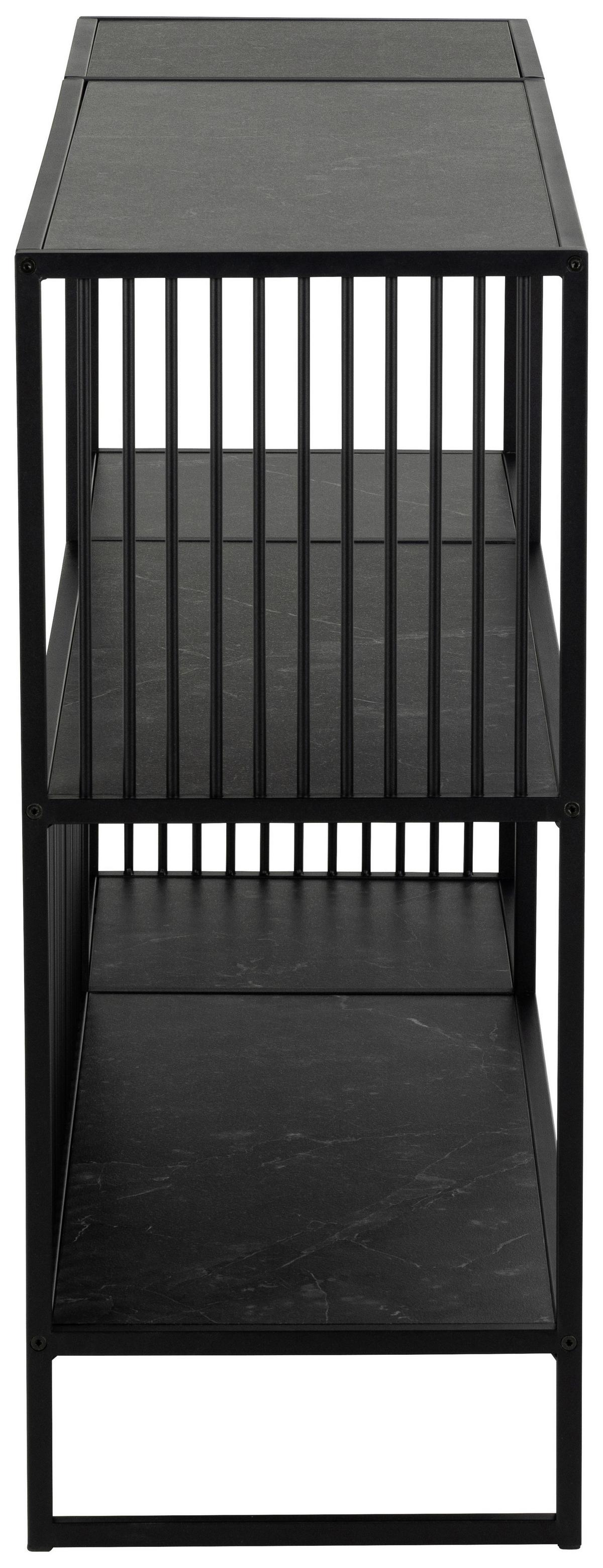 Regál STRINGTON - čierna, Design, kov/kompozitné drevo (120/83/35cm) - MID.YOU