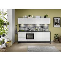 Küchenzeile Ip7500 mit Geräten 245 cm Weiß/Lavagrau - Weiß Hochglanz/Weiß, Basics, Holzwerkstoff (245cm) - Impuls