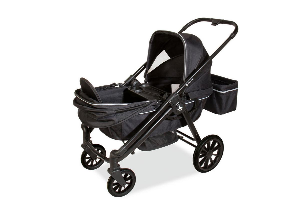 Bollerwagen 2 in 1 Kinder- und Bollerwagen - Schwarz, Basics, Kunststoff/Textil (120/65/105cm) - Pinolino
