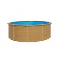 Pool-Set Steely De Luxe Wood 3-teilig, Laufruhige Pumpe - Hellbraun/Hellblau, Basics, Metall (390/120cm)
