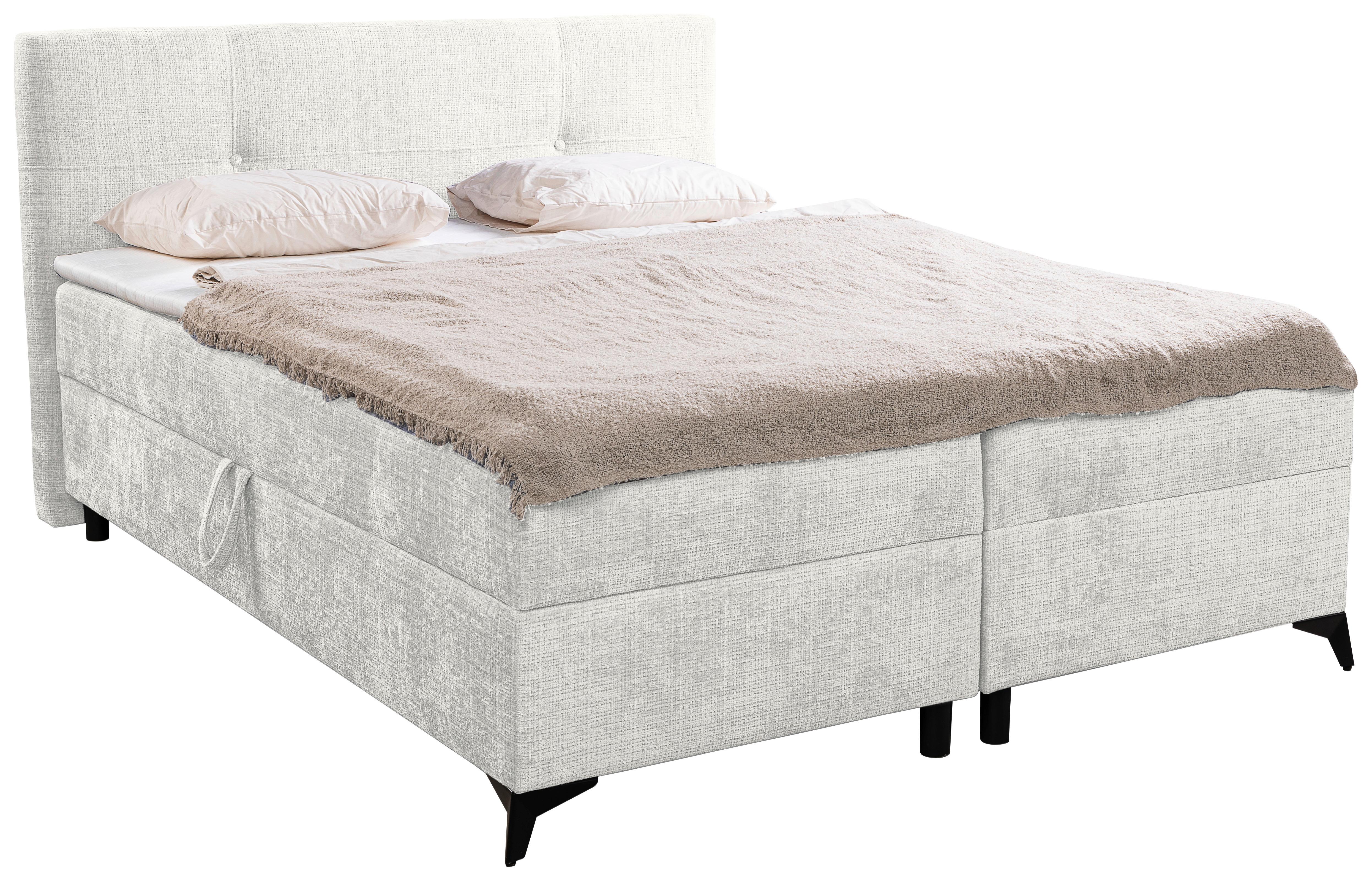 Boxbett mit Bettkasten Haga Creme 180x200 cm - Creme/Schwarz, MODERN, Holz/Kunststoff (180/200cm) - MID.YOU