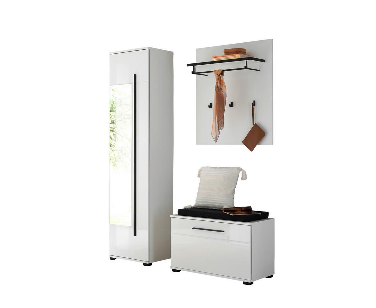 GARDEROBE Cantara Weiß/Weiß HG B: 140cm - Weiß Hochglanz/Weiß, MODERN, Holzwerkstoff (140/201/39cm) - MID.YOU