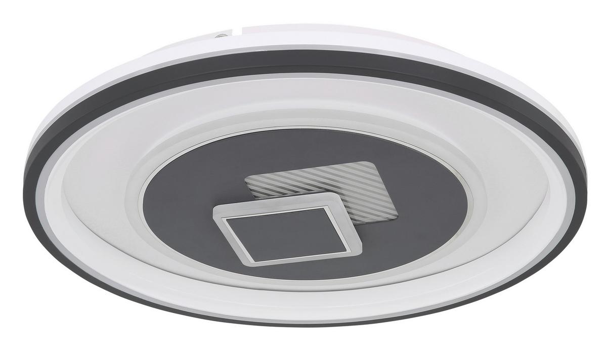 LED-Deckenleuchte Ø 50 cm Mit Stufenschalter + Fernbedienung - Opal/Graphitfarben, Design, Kunststoff/Metall (50/7cm) - Globo