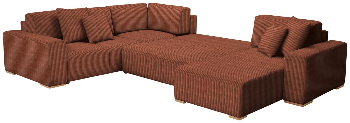 Wohnlandschaft Vouge Kupferfarb., U: 283x371x208 Cm - Buchefarben/Schwarz, KONVENTIONELL, Textil (283/371/208cm) - Livetastic