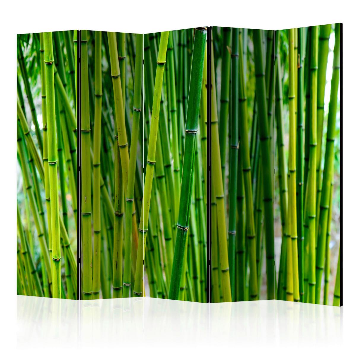 Paravent Hellgrün B: 225 cm - Hellgrün, Basics, Holz/Textil (225/172/3cm) - artgeist