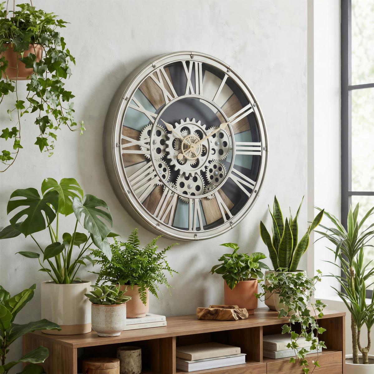 Wanduhr Denise - Bronzefarben, KONVENTIONELL, Glas/Papier (38,5/7,5cm) - James Wood