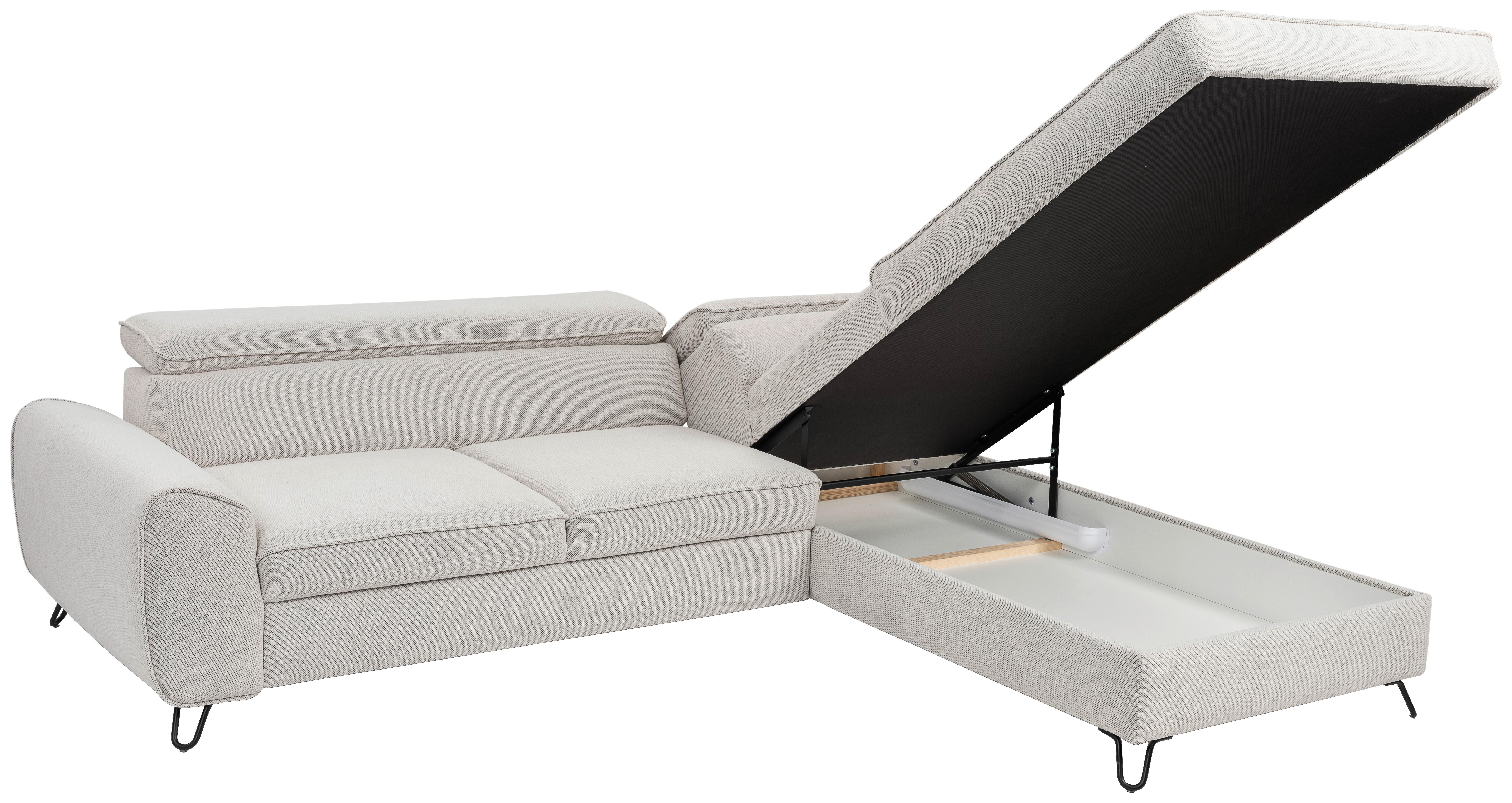 Rohová sedačka IDYLLA, pravá bílá,úl.prostor,lůžko - bílá/černá, Design, kov/textil (250/200cm)