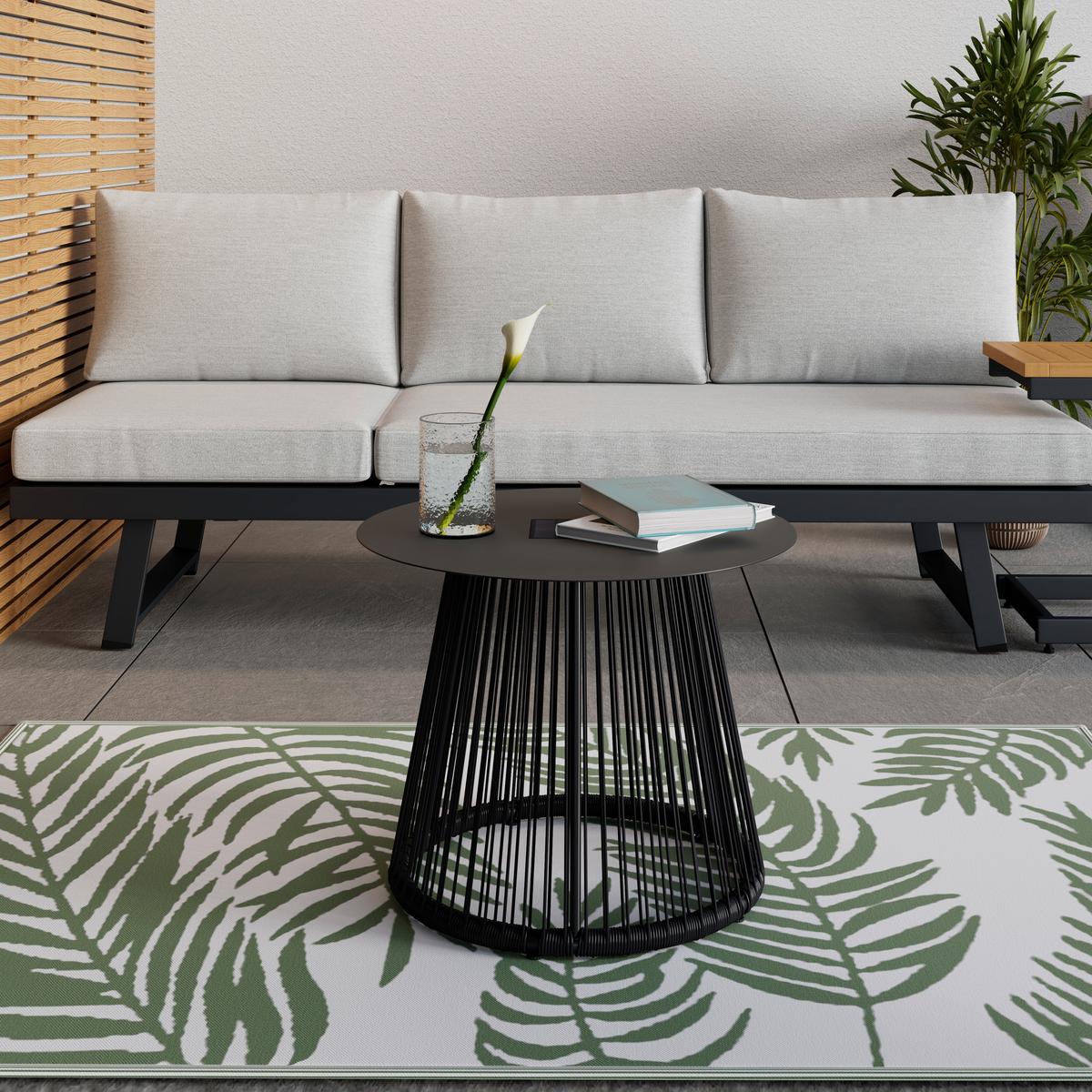 ZÁHRADNÝ PRÍRUČNÝ STOLÍK RUFFY - čierna, Modern, kov/plast (55/47/55cm) - Bessagi Garden