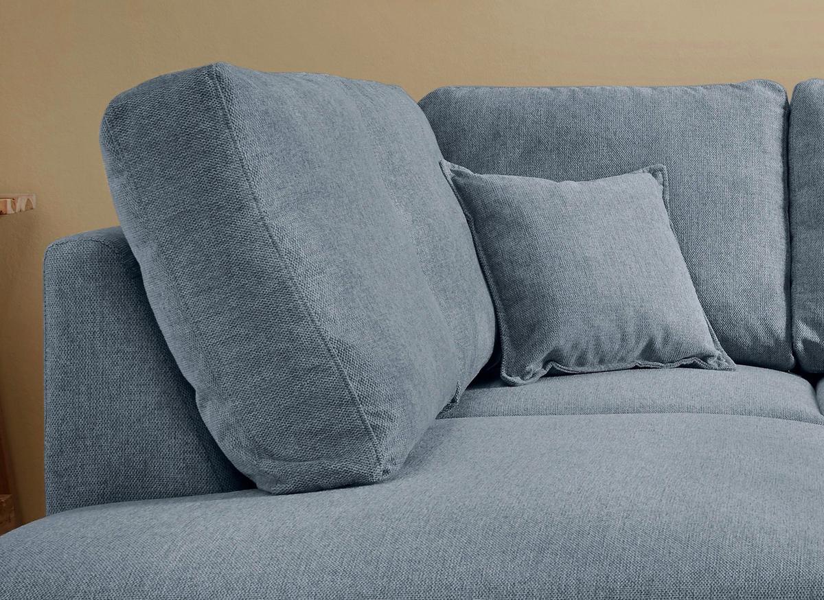 Ecksofa mit Schlaffunktion Valentina mit Kissen Blau - Blau/Naturfarben, KONVENTIONELL, Textil (200/230cm) - P & B