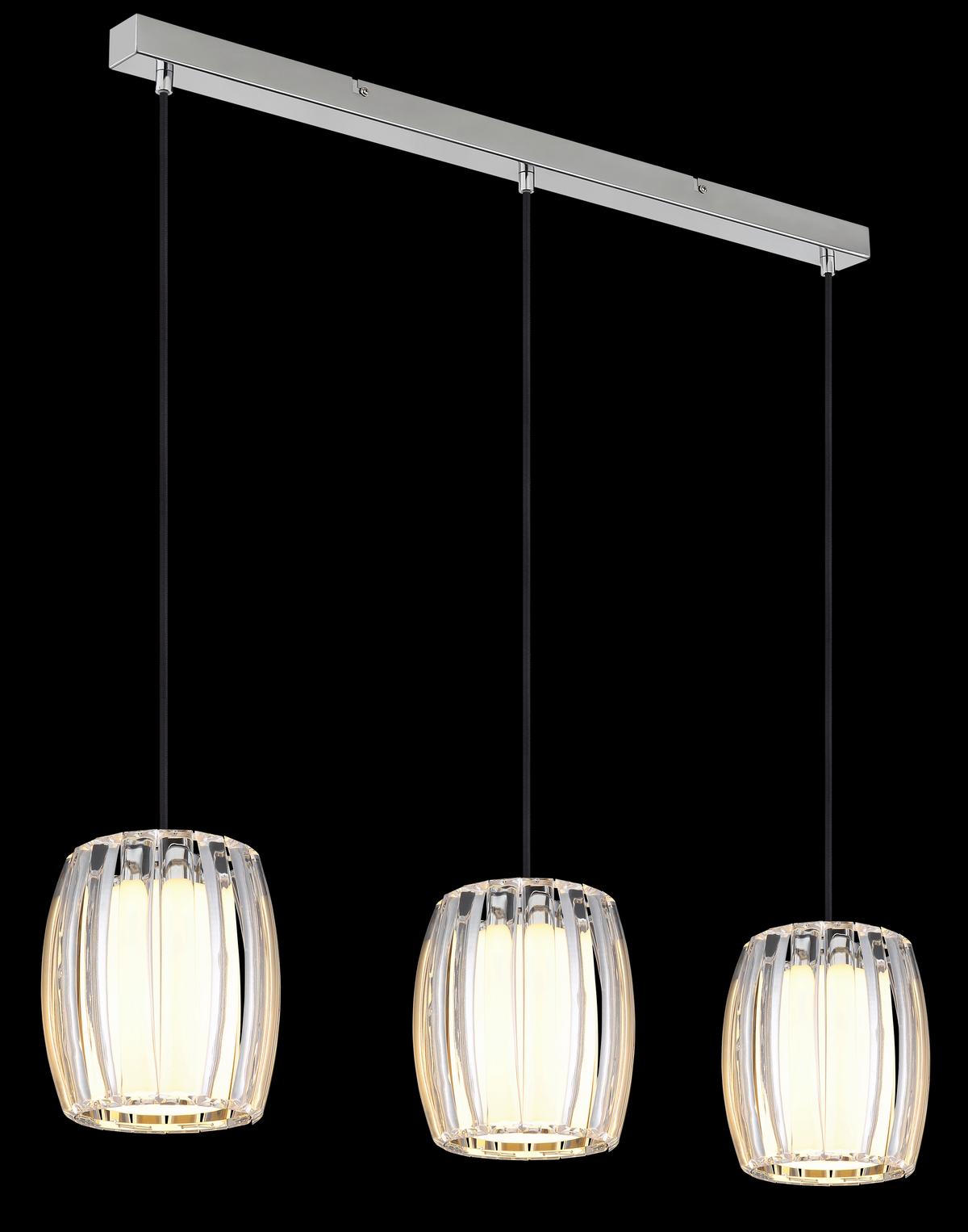 Hängeleuchte Exkl. 3xe27, 60w - Klar/Opal, Design, Glas/Kunststoff (86/18/120cm) - Globo
