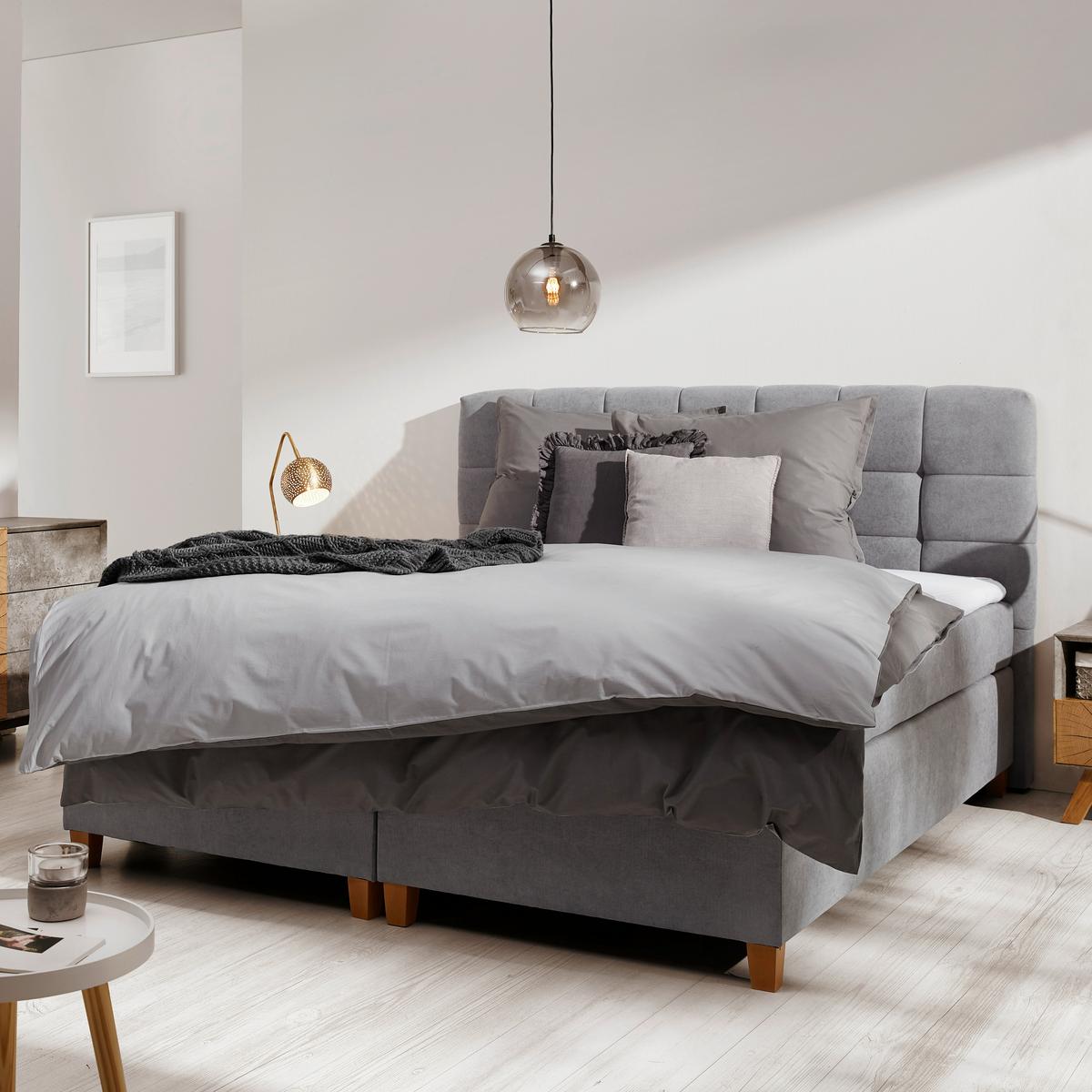 Postel Boxspring šedé barvy Jerry, 180x200 - šedá/barvy olše, Moderní, dřevo/kompozitní dřevo (180/200cm) - Modern Living