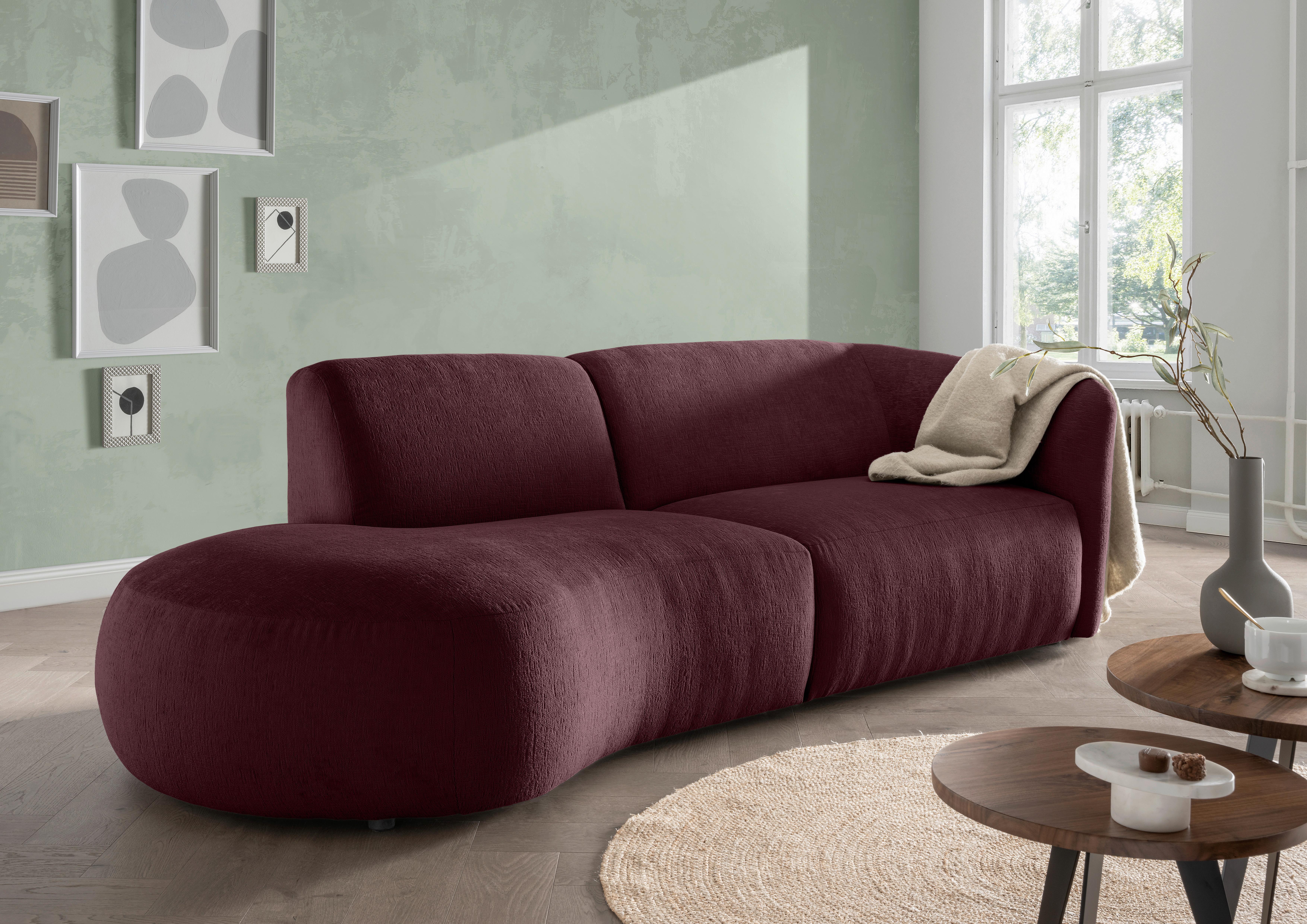 Ecksofa Jesi, Bordeaux S: 107x238 Cm - Bordeaux/Schwarz, MODERN, Textil (107/238cm) - Livetastic