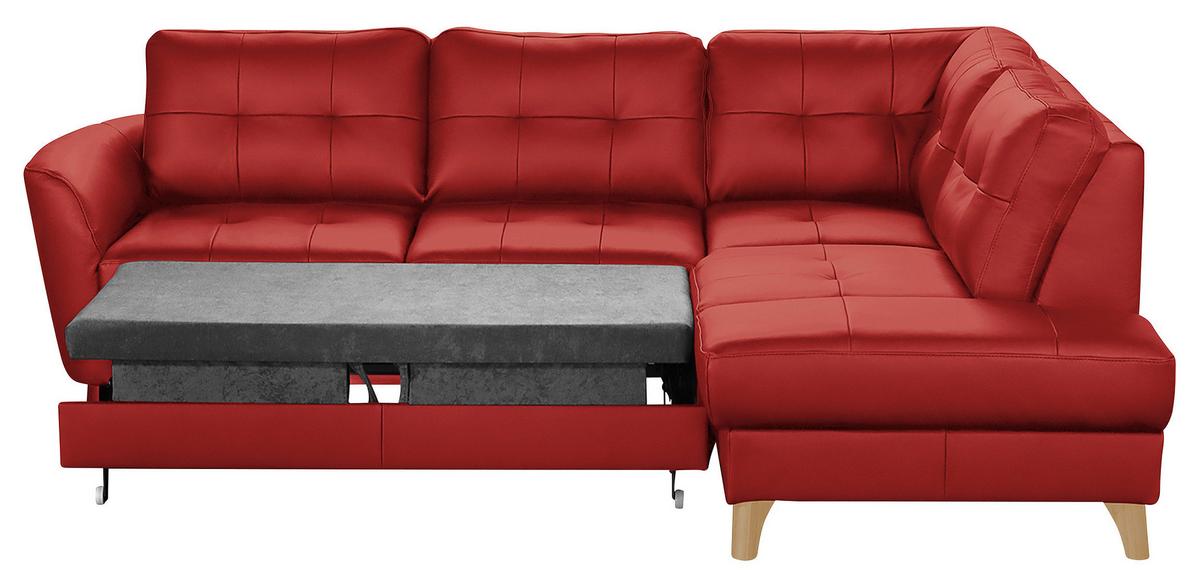 Ecksofa Nordic Rot S: ca. 236x190 cm - Buchefarben/Rot, Design, Leder/Textil (236/190cm) - Livetastic