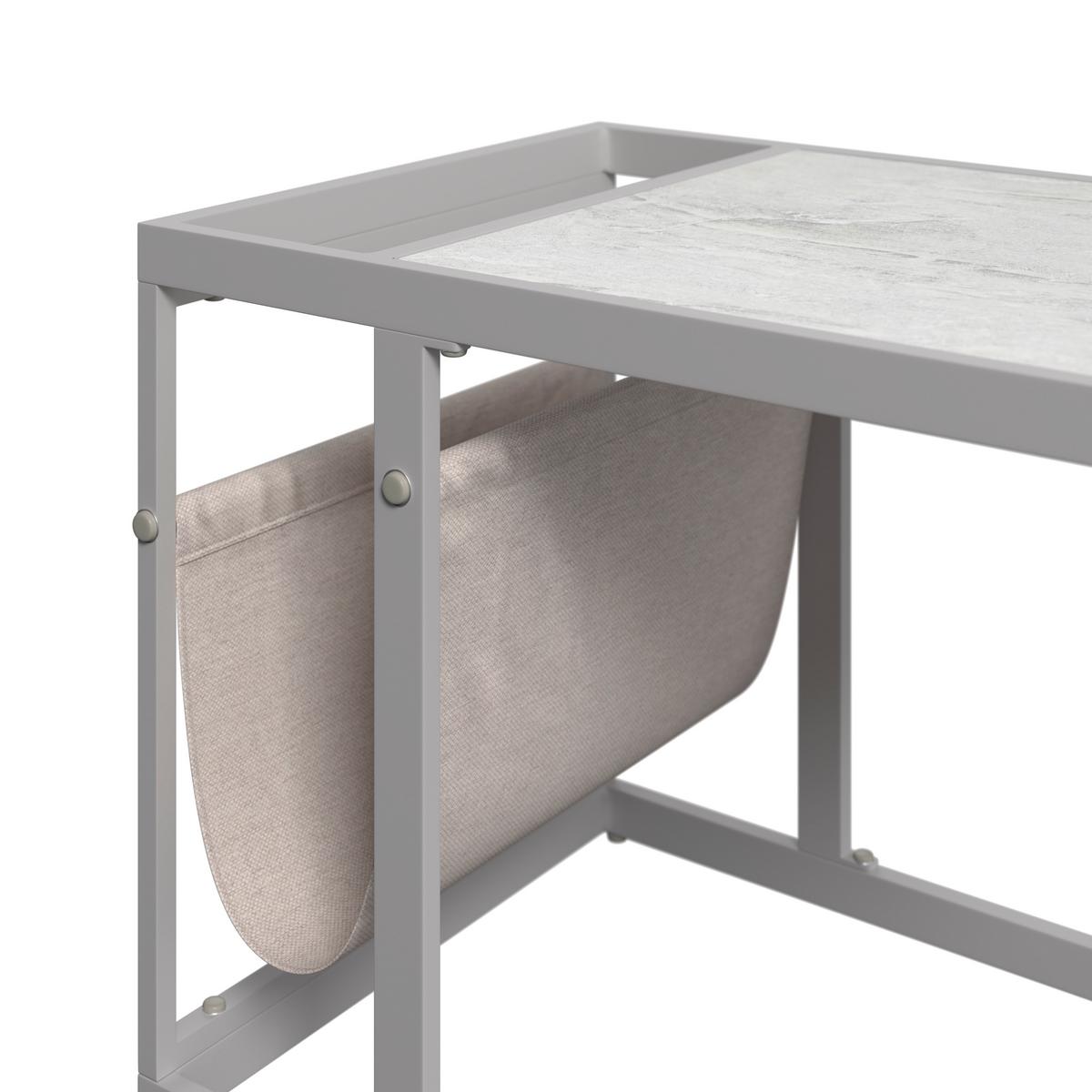 Beistelltisch Palma - Grauweiß/Weiß, MODERN, Glas/Textil (65/55/48cm) - Beldano