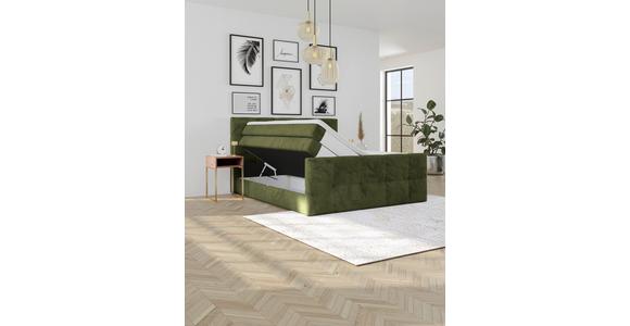 Boxspringbett mit Topper und Bettkasten 180x200 cm Medino - Dunkelgrün, KONVENTIONELL, Holz/Holzwerkstoff (180/200cm) - Luca Bessoni