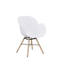 Armlehnstuhl Amalia Weiß mit Holzbeinen 2er-Set - Weiß, Design, Holz/Kunststoff (59/83,5/57,5cm) - Kayoom