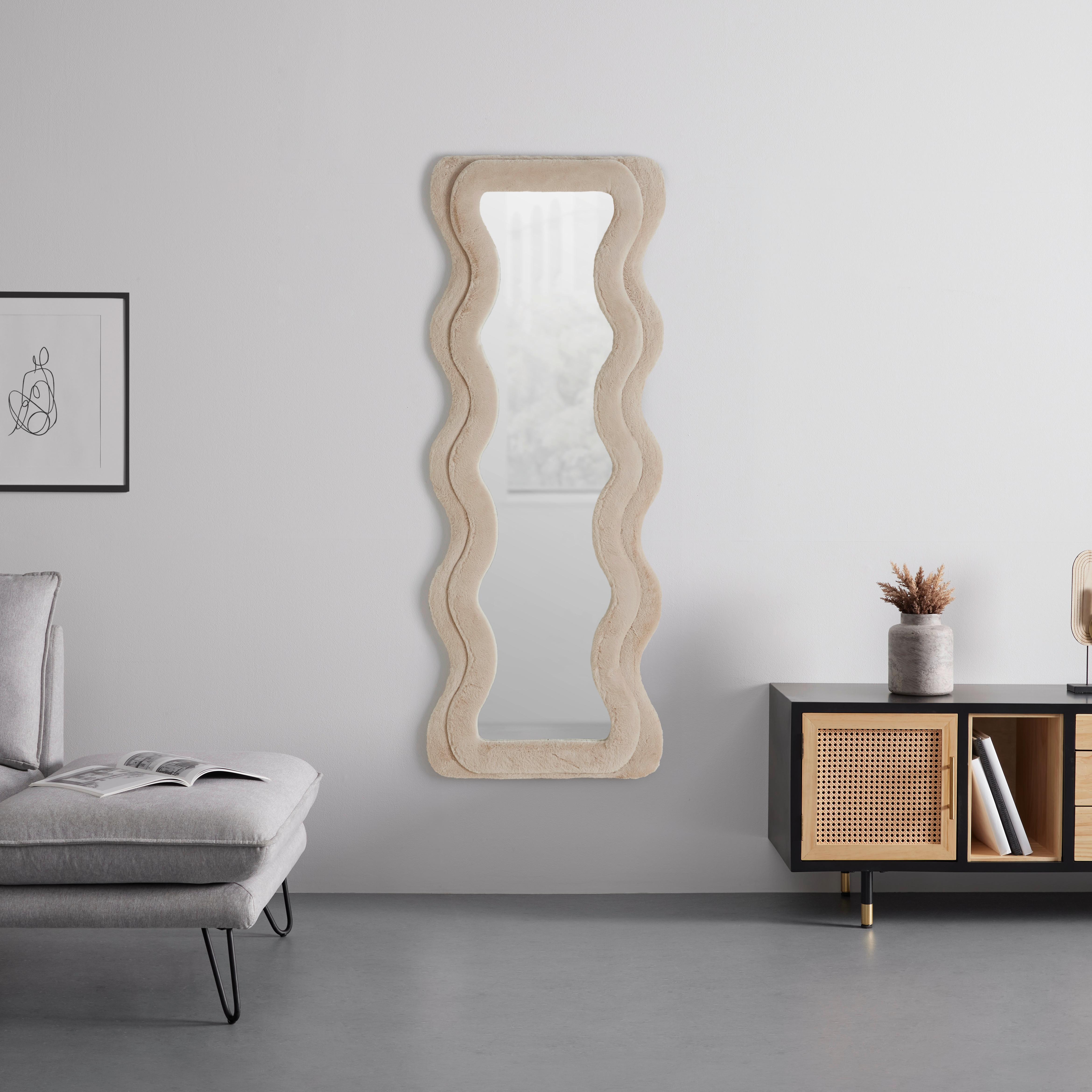 Zrkadlo SUKI béžová - taupe, Romantik / Landhaus, kompozitné drevo/textil (60/160/4cm) - Premium Living