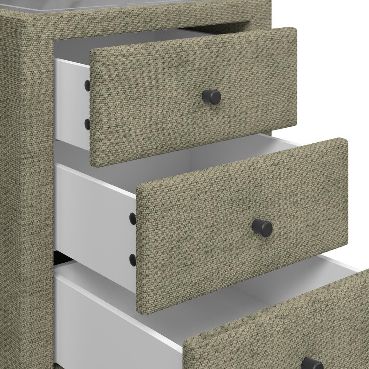 Nachtkästchen Brisbane II mit Induktionsladezone B: 49,5cm - Grün, Trend, Glas/Holzwerkstoff (49,5/56,5/46cm) - Sembella