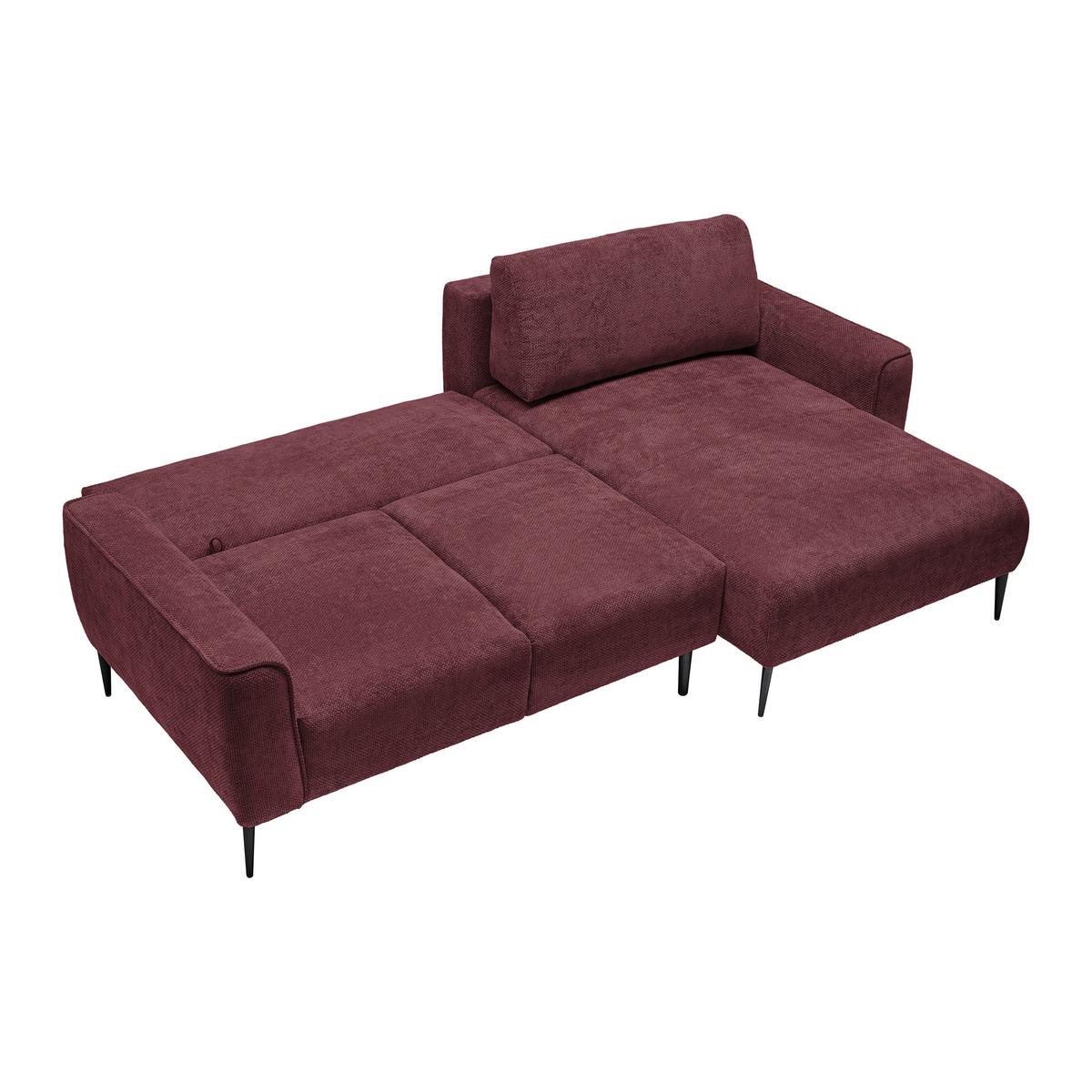 Rohová sedačka CUSTOM, pravá, bordová žinylka - bordeaux/černá, Moderní, kov/textil (255/164cm) - Mömax