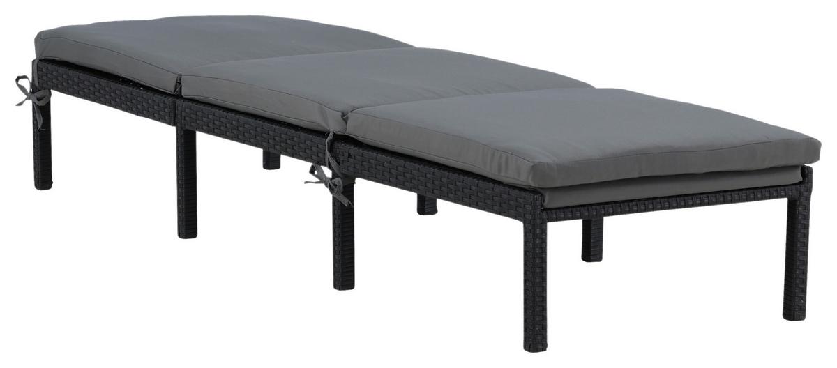 Sonnenliege Bilbao Kunststoffgeflecht - Schwarz, KONVENTIONELL, Kunststoff (59/84/198cm) - Gardenson