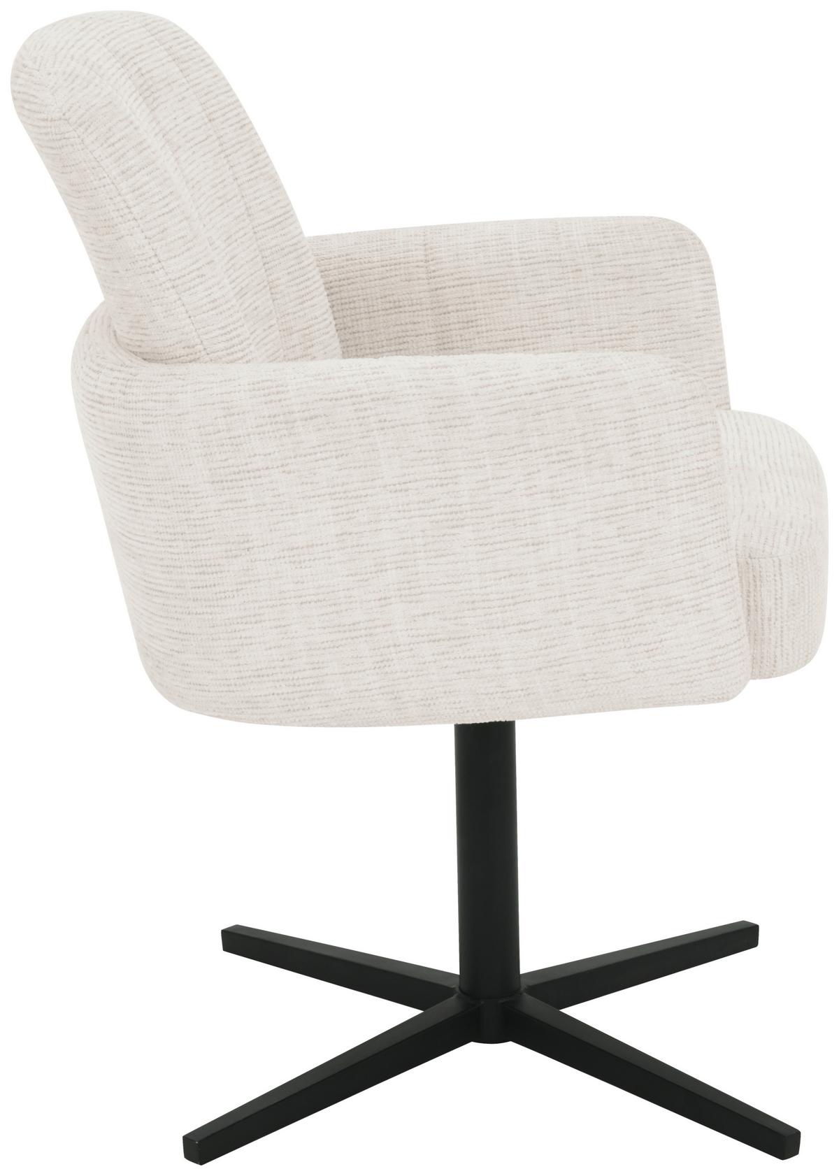 Armlehnstuhl Allison Leinenoptik Beige, B: 58 cm - Beige/Schwarz, LIFESTYLE, Holz/Textil (58/86/64cm) - Livetastic