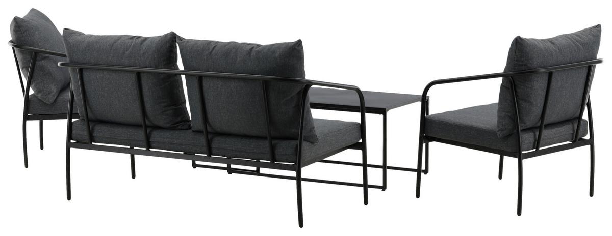 Loungegarnitur Sopot - Dunkelgrau/Schwarz, KONVENTIONELL, Textil/Metall - Gardenson