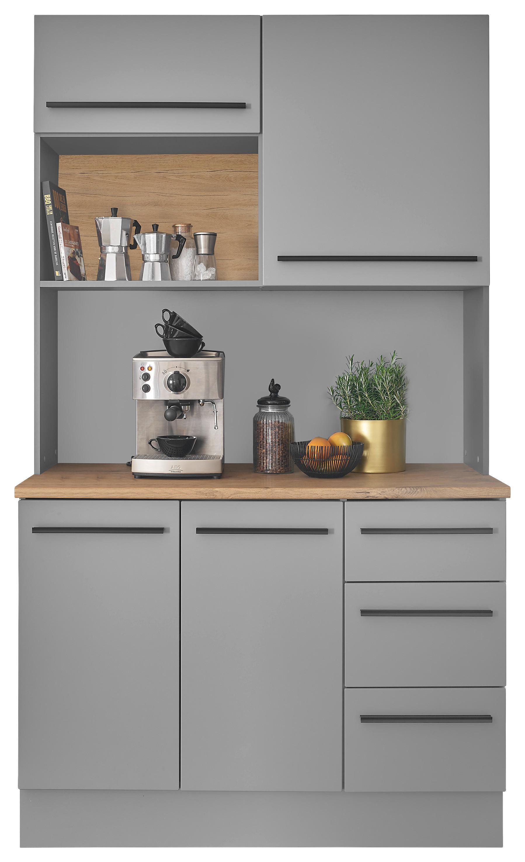 Kredenc DENVER - šedá/barvy dubu, Design, kompozitní dřevo/plast (120/211/60cm) - MID.YOU