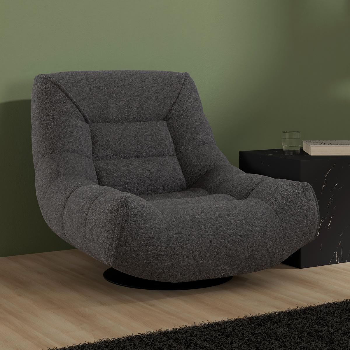 Relaxačné kreslo LORENA čierne buklé, max. 140 kg - čierna, Modern, kov/textil (101/83/95cm) - Bessagi Home