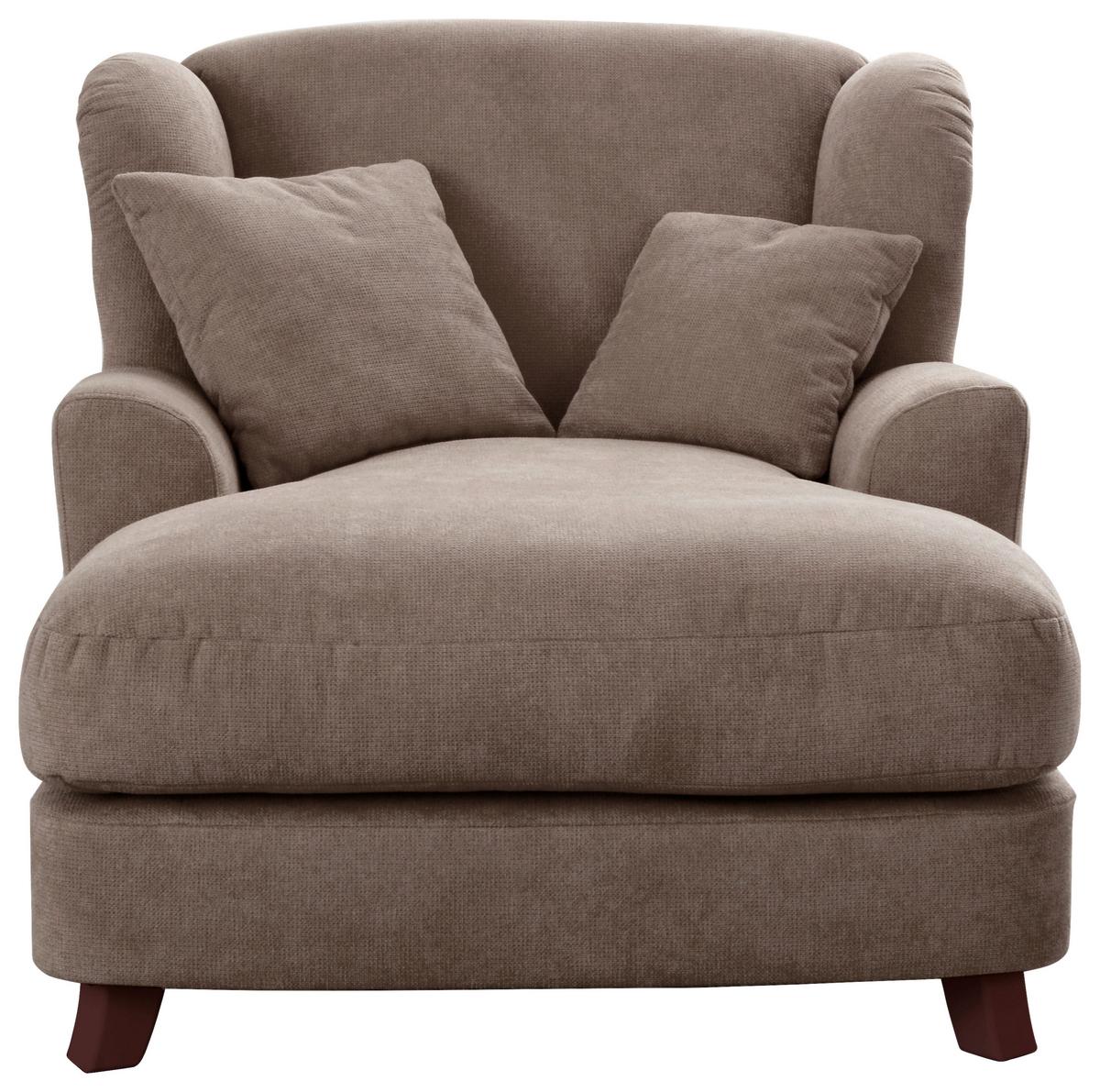 XXXL-Sessel Asado Taupe teilmassiv, B: 109 cm - Taupe/Dunkelbraun, MODERN, Holzwerkstoff/Textil (109/104/145cm) - Sit & More
