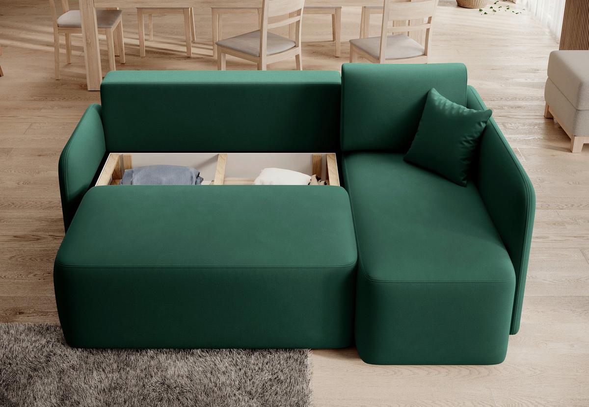 Ecksofa Hadson Grün S: 206x150 cm - Schwarz/Grün, Design, Textil (206/150cm) - MID.YOU