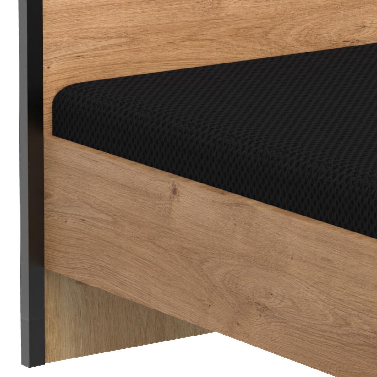 Futonbett 180x200 Detroit, Eichefarben/Graphit - Eichefarben/Graphitfarben, Basics, Holzwerkstoff (180/200cm) - MID.YOU