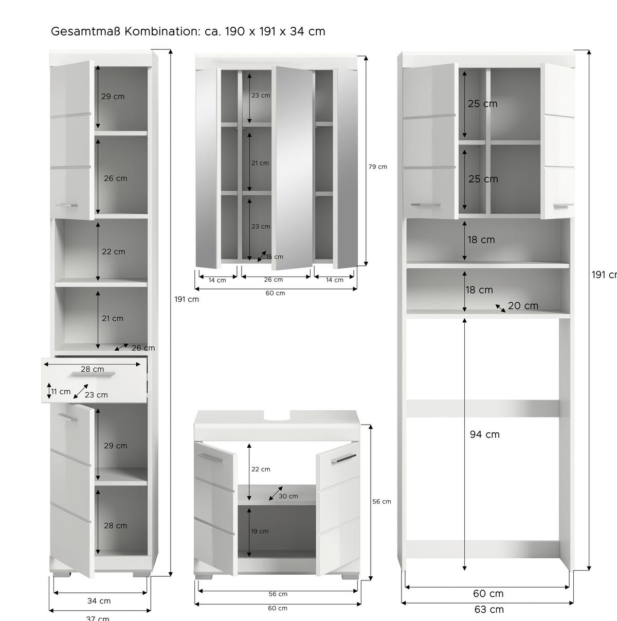 Badezimmer Scout Weiß B: 160 Cm - Weiß Hochglanz/Silberfarben, MODERN, Glas/Holzwerkstoff (160cm) - MID.YOU