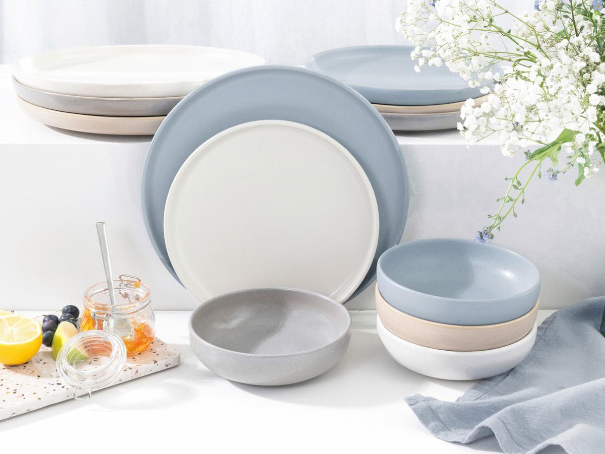 Tafelservice Uno Nordic, Creme, 12-Tlg. - Sandfarben/Creme, Basics, Keramik - Creatable