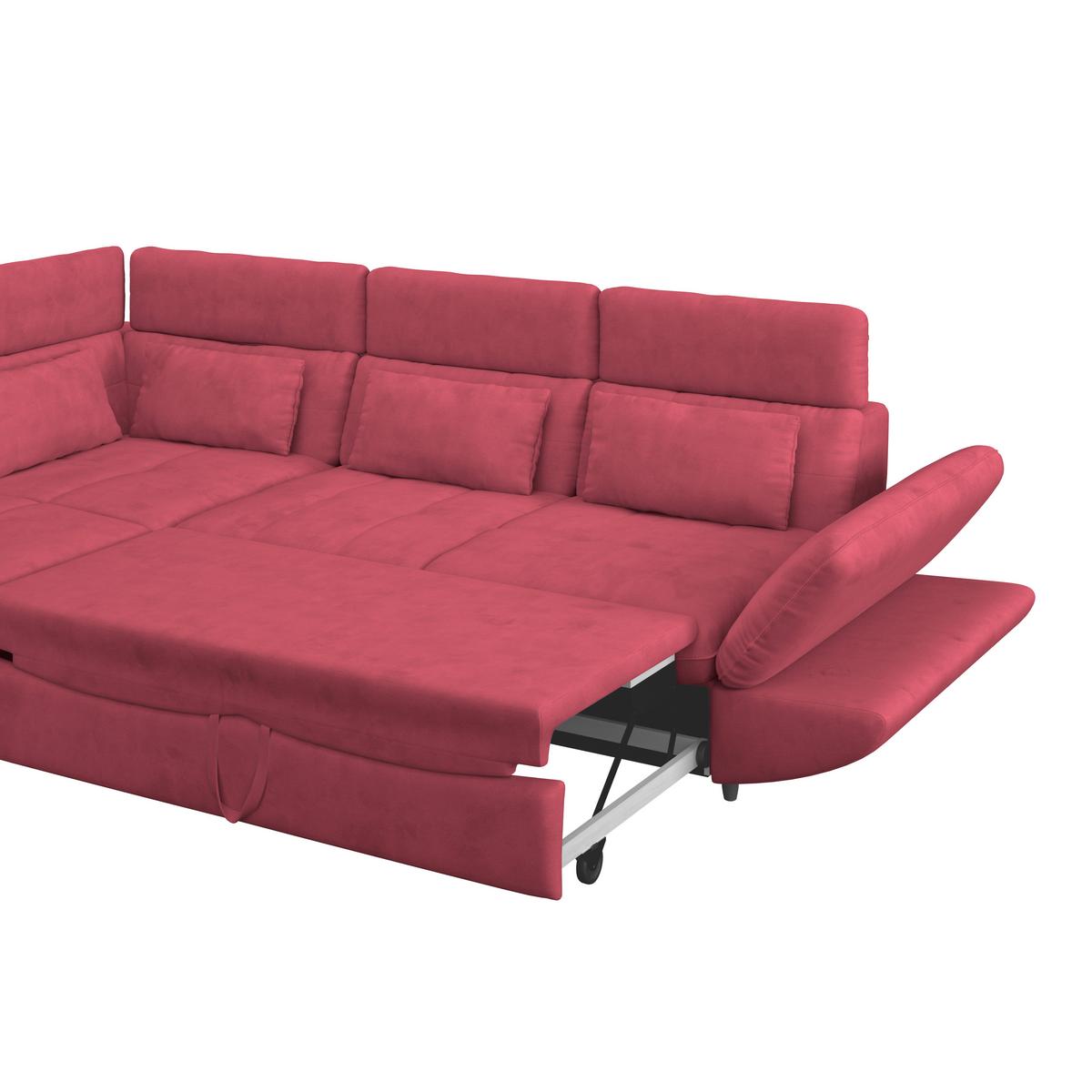 Ecksofa mit Schlaffunktion Park Koralle - Koralle/Schwarz, MODERN, Textil (233/311cm) - Luca Bessoni