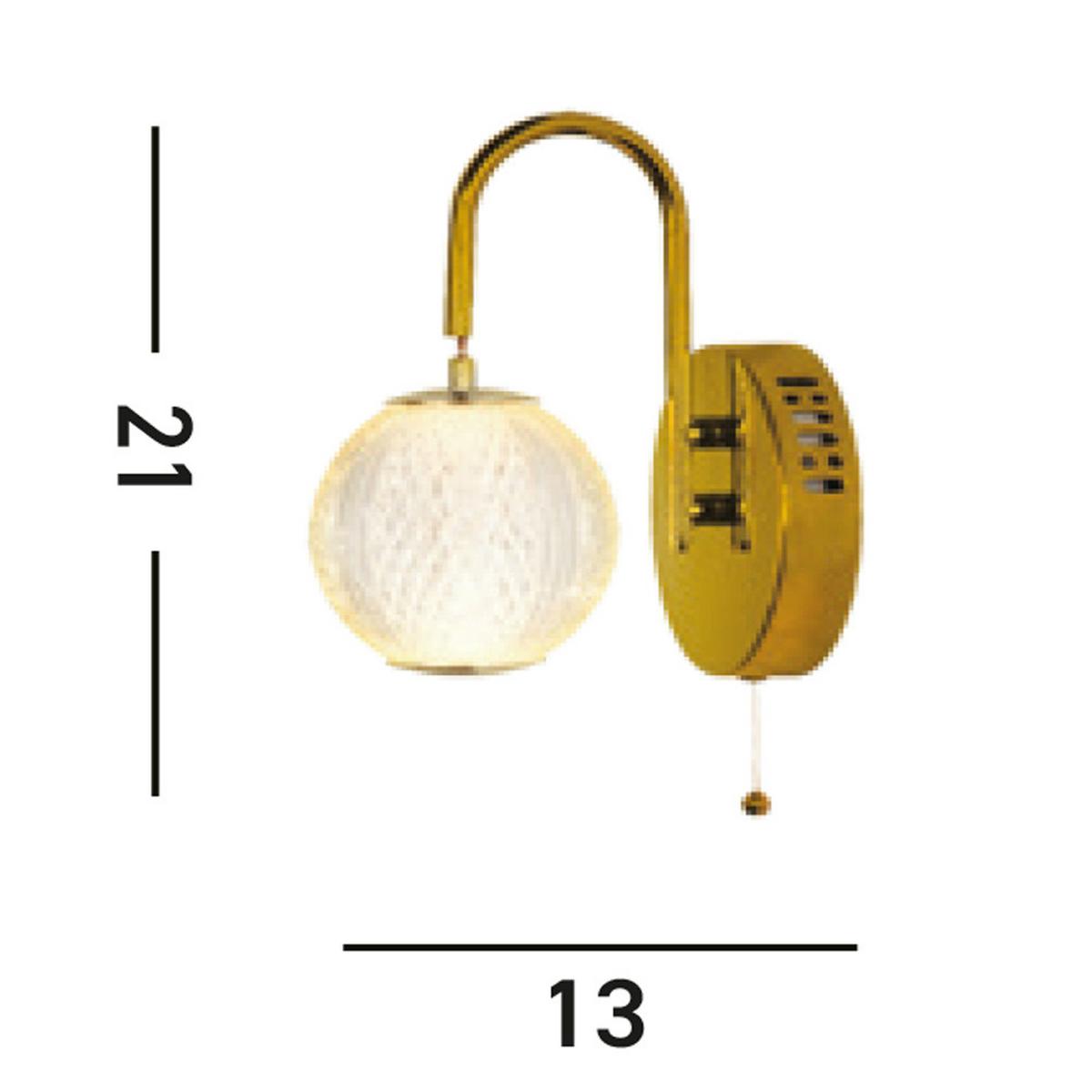 LED-Wandleuchte Allure Transparent Messingfarben - Transparent/Messingfarben, Trend, Kunststoff/Metall (13/21/19cm)