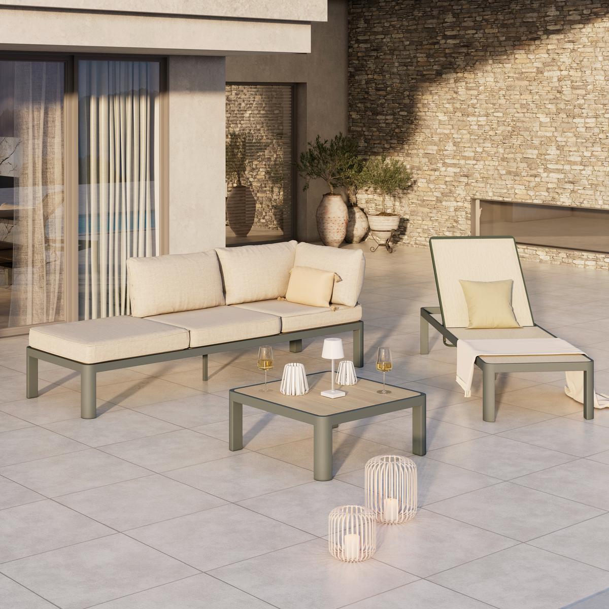 TERASOVÁ SEDACÍ SOUPRAVA NEW YORK - šedá/zelená, Moderní, kov/textil (300/70/222cm) - Mömax