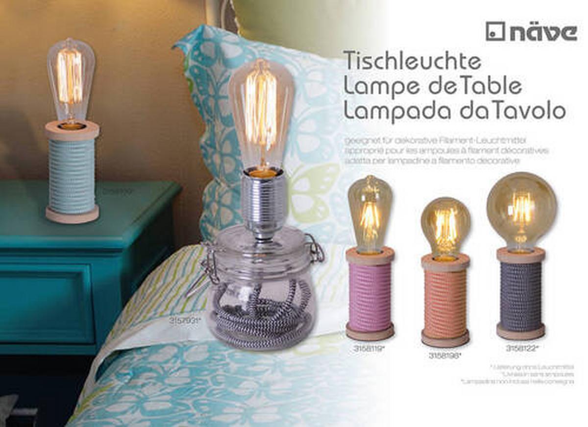 Tischlampe Max Klar Mit Kippschalter - Klar, LIFESTYLE, Glas/Textil (11/20cm) - Näve