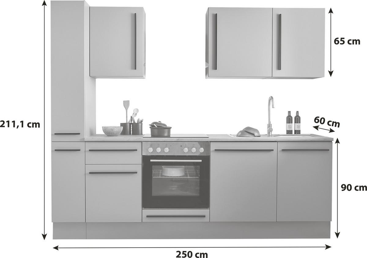 Küchenblock Denver Grau B: 250 Cm - Eichefarben/Grau, Design, Holzwerkstoff (250cm) - P & B