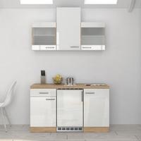 Küchenblock Valero Block 885 Glas - Weiß Hochglanz/Sonoma Eiche, MODERN, Glas/Holzwerkstoff (150,5cm) - FlexWell