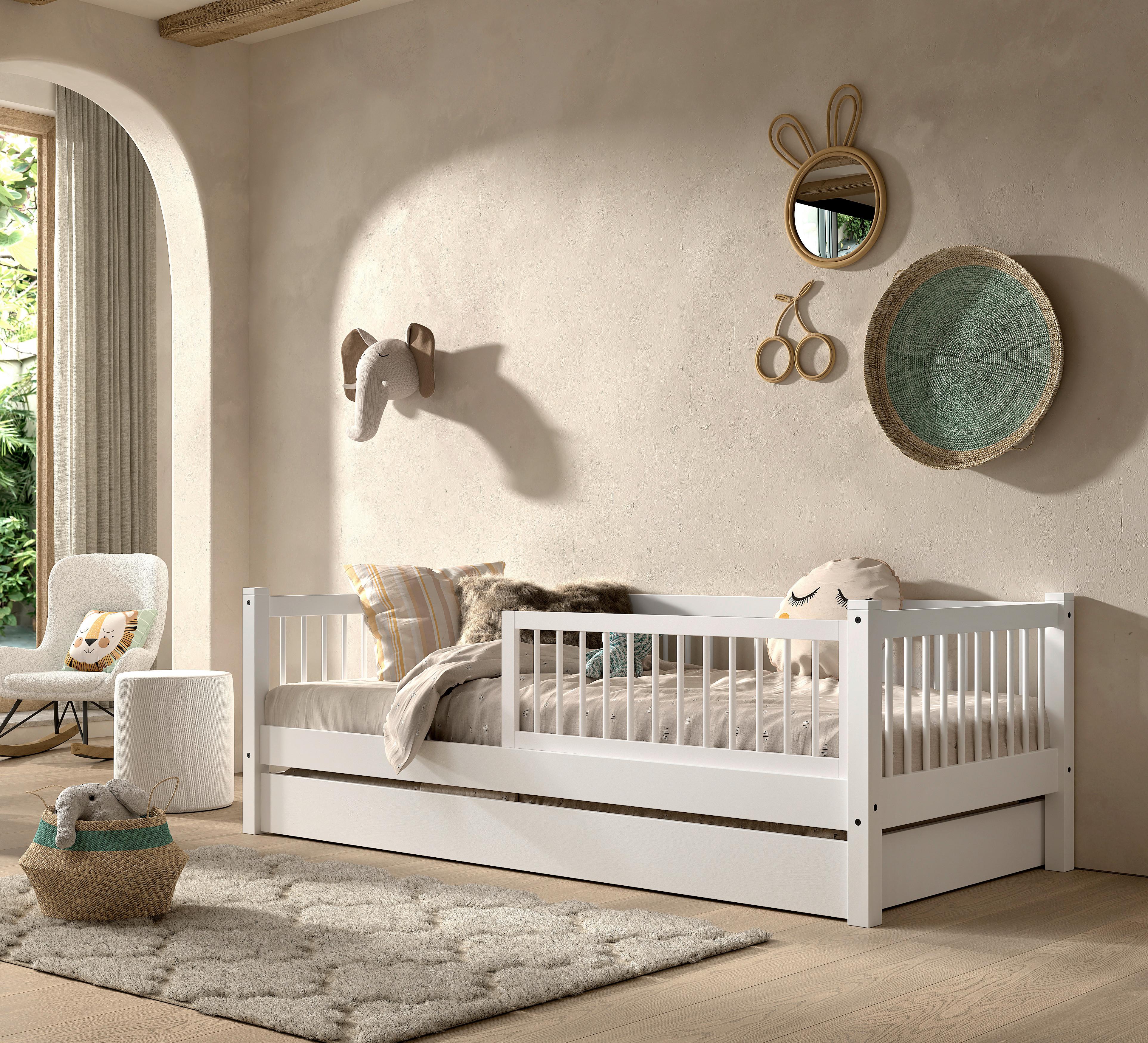 BETT Forrest Weiß 90x200cm - Weiß/Naturfarben, MODERN, Holz (90/200cm) - Vipack