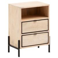 Noční stolek mango masiv - černá/světle hnědá, Design, kov/dřevo (43/60/50cm) - MID.YOU