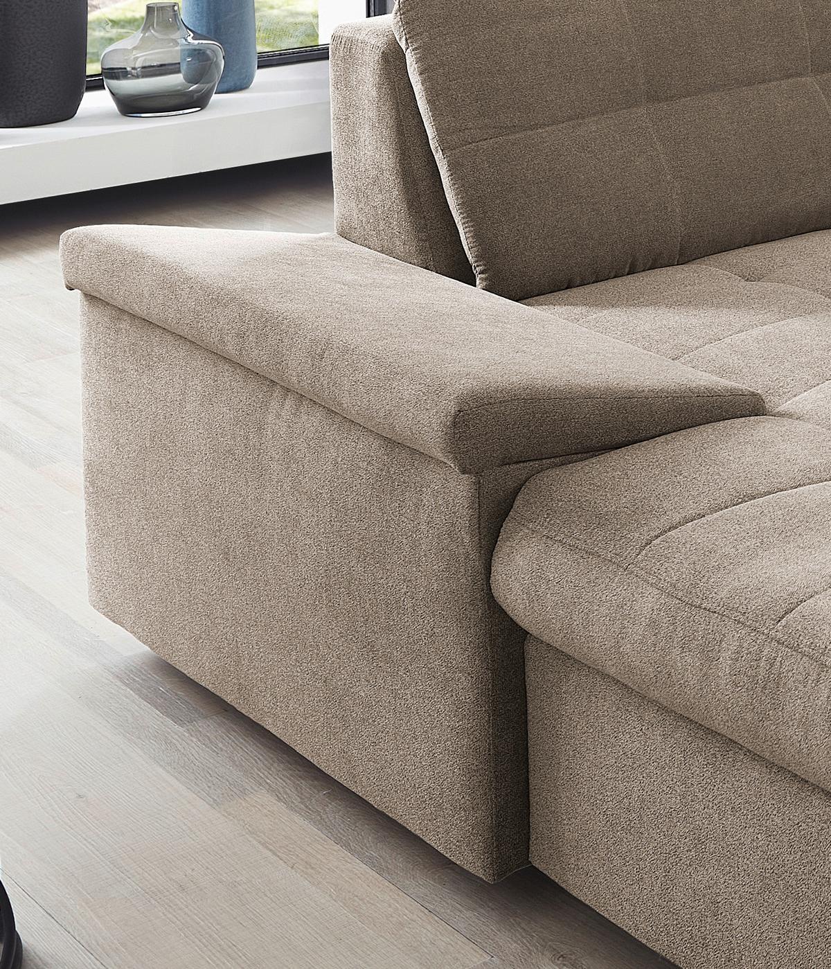 Wohnlandschaft Zira Mit Schlaffunktion Taupe - Taupe/Chromfarben, Design, Textil (169/330/212cm) - Livetastic