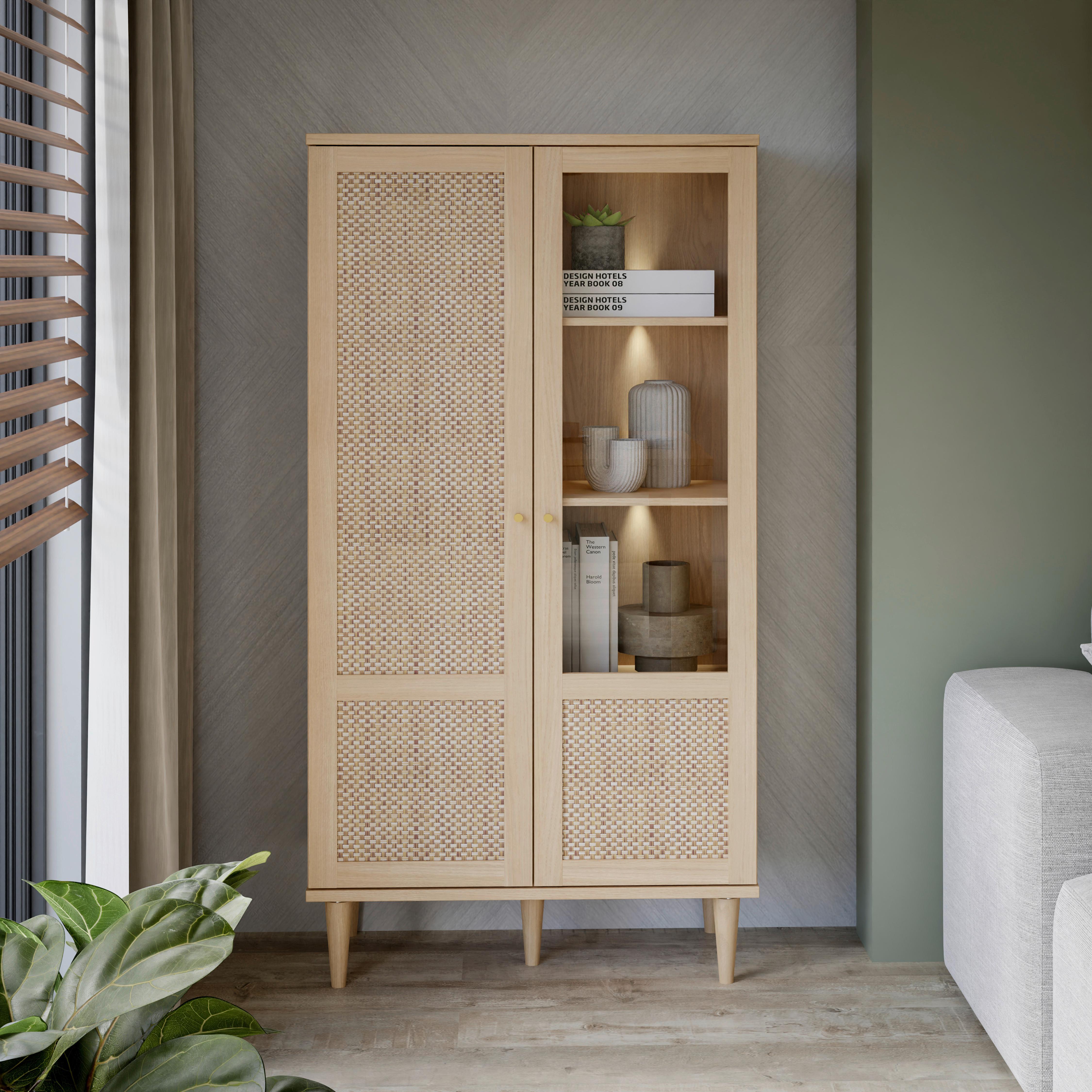 Vitrína CALASETTA š: 80 cm - barvy dubu/barvy zlata, Natur, kov/kompozitní dřevo (80,1/166,6/41,4cm)