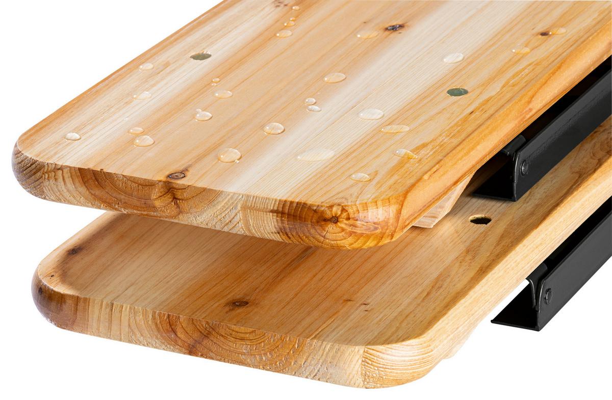 Bierzeltgarnitur 3tlg. - Fichtefarben, Basics, Holz/Metall (167/46/75cm)