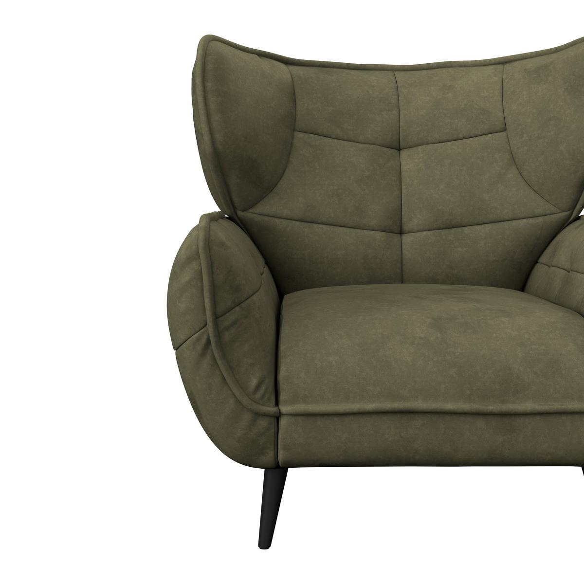 Kreslo ušiak PESCARA. tmavozelená - čierna/tmavozelená, Modern, textil (103/105/98cm)