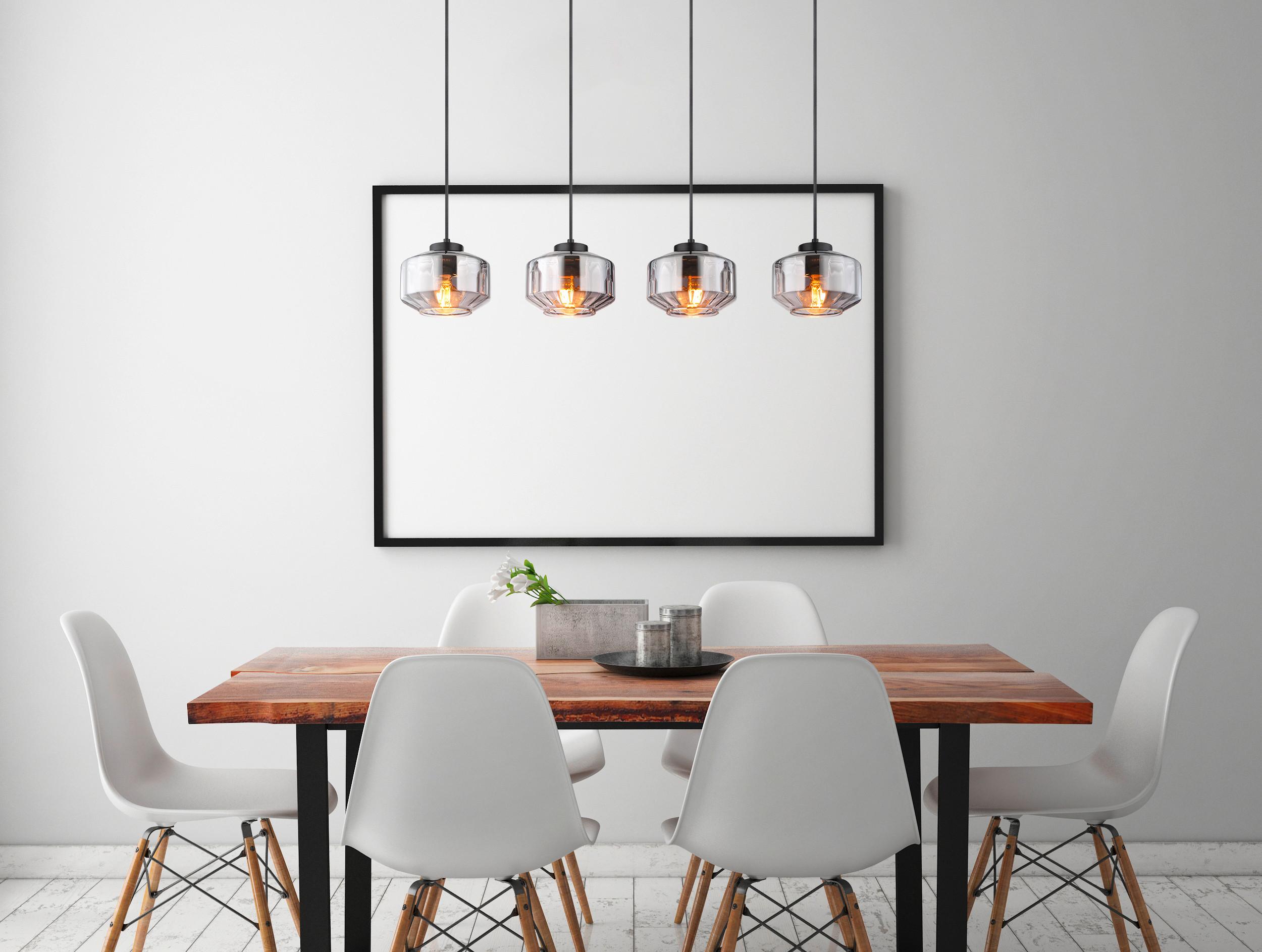 Hängeleuchte 15547-4h - Schwarz, Design, Glas/Metall (96/18/120cm) - Globo