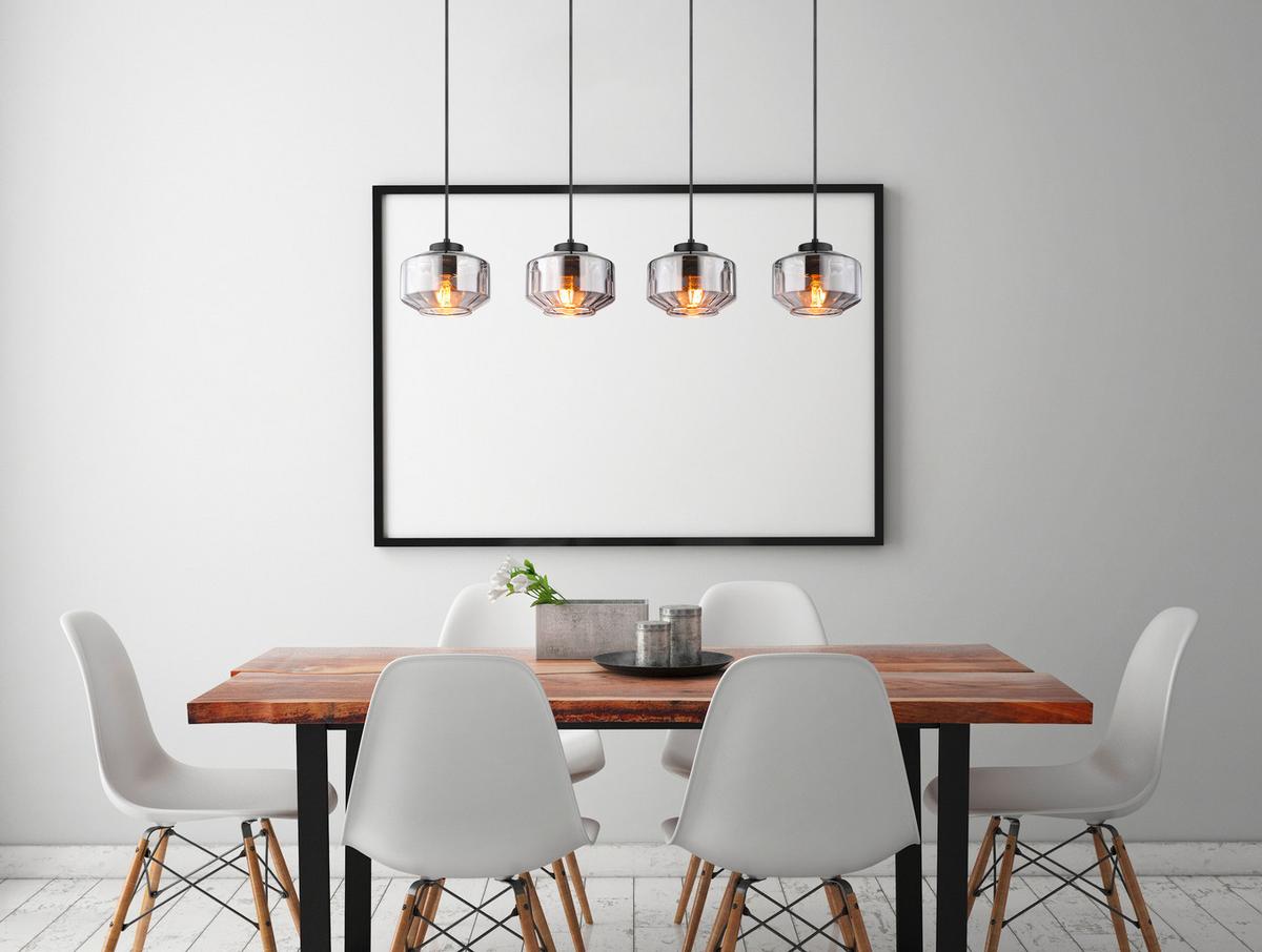 Hängeleuchte 15547-4h - Schwarz, Design, Glas/Metall (96/18/120cm) - Globo