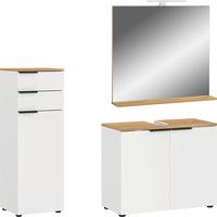 Badezimmer Gw-Menen Weiß/Eichefarben - Eichefarben/Schwarz, MODERN, Holzwerkstoff (130cm) - Germania