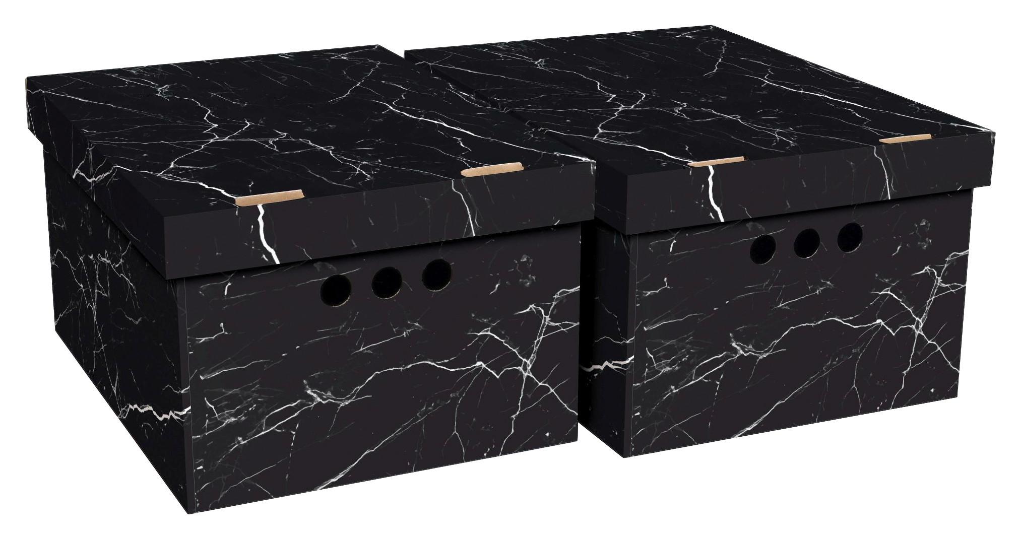 Box S Víkem Jimmy, 15l - bílá/černá, karton (35,5/18,5/26,4cm) - Modern Living